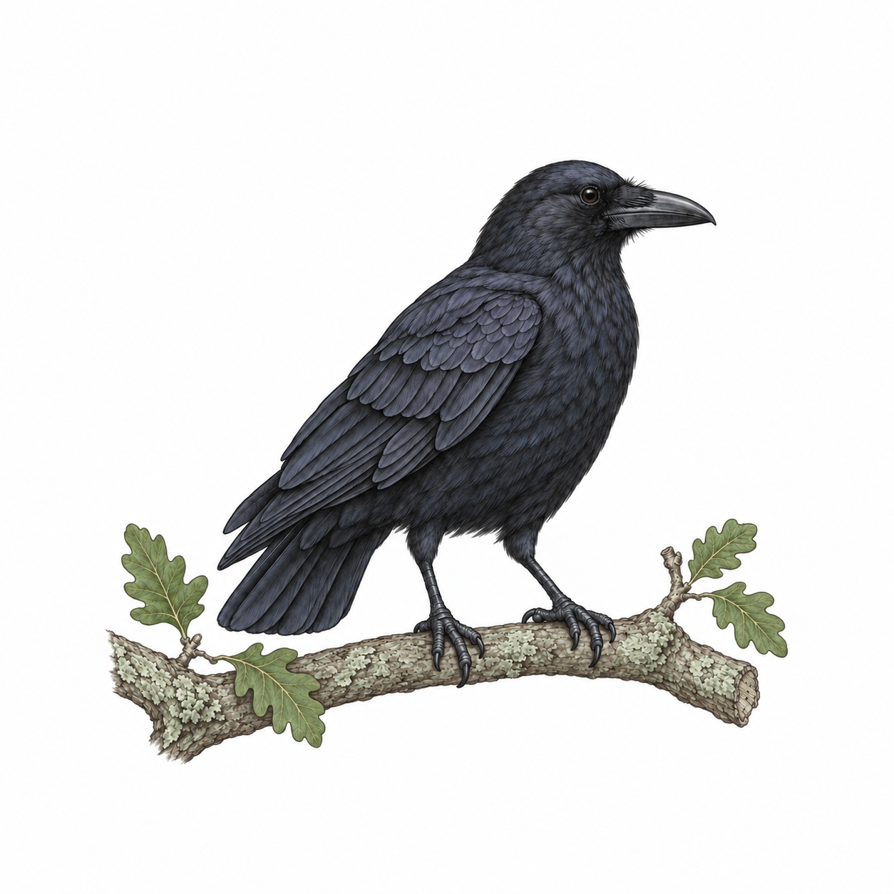 Colored illustration of American Crow from the book