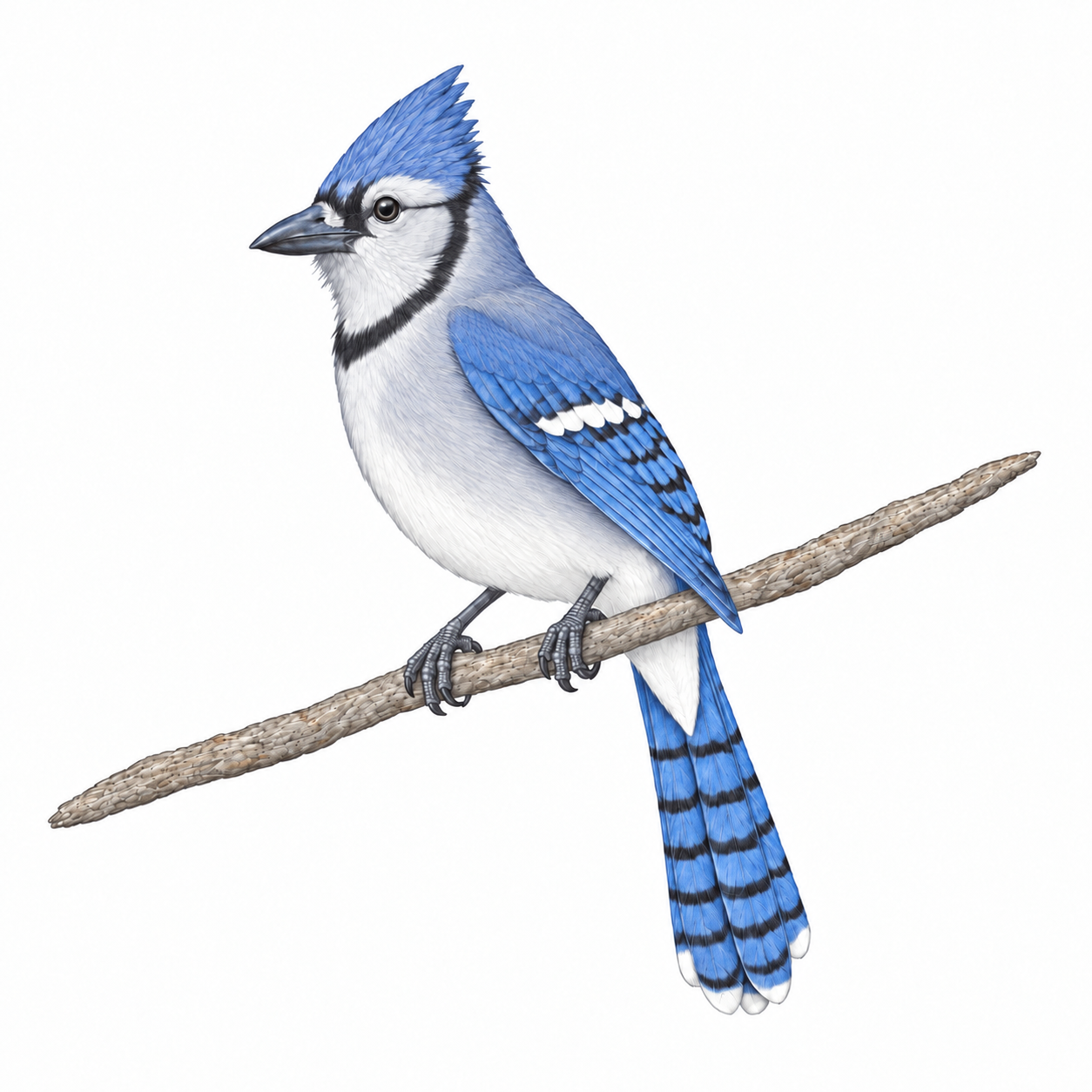 Colored illustration of Blue Jay from the book