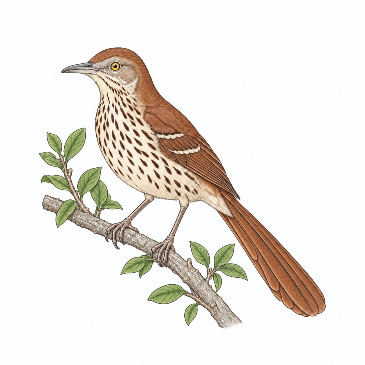 Colored illustration of Brown Thrasher from the book