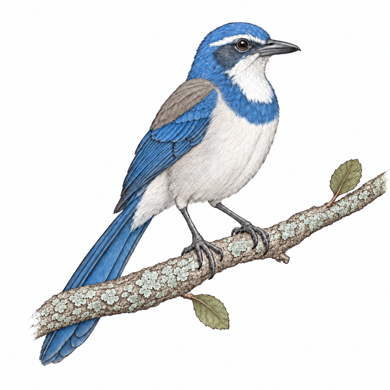 Colored illustration of California Scrub-Jay from the book