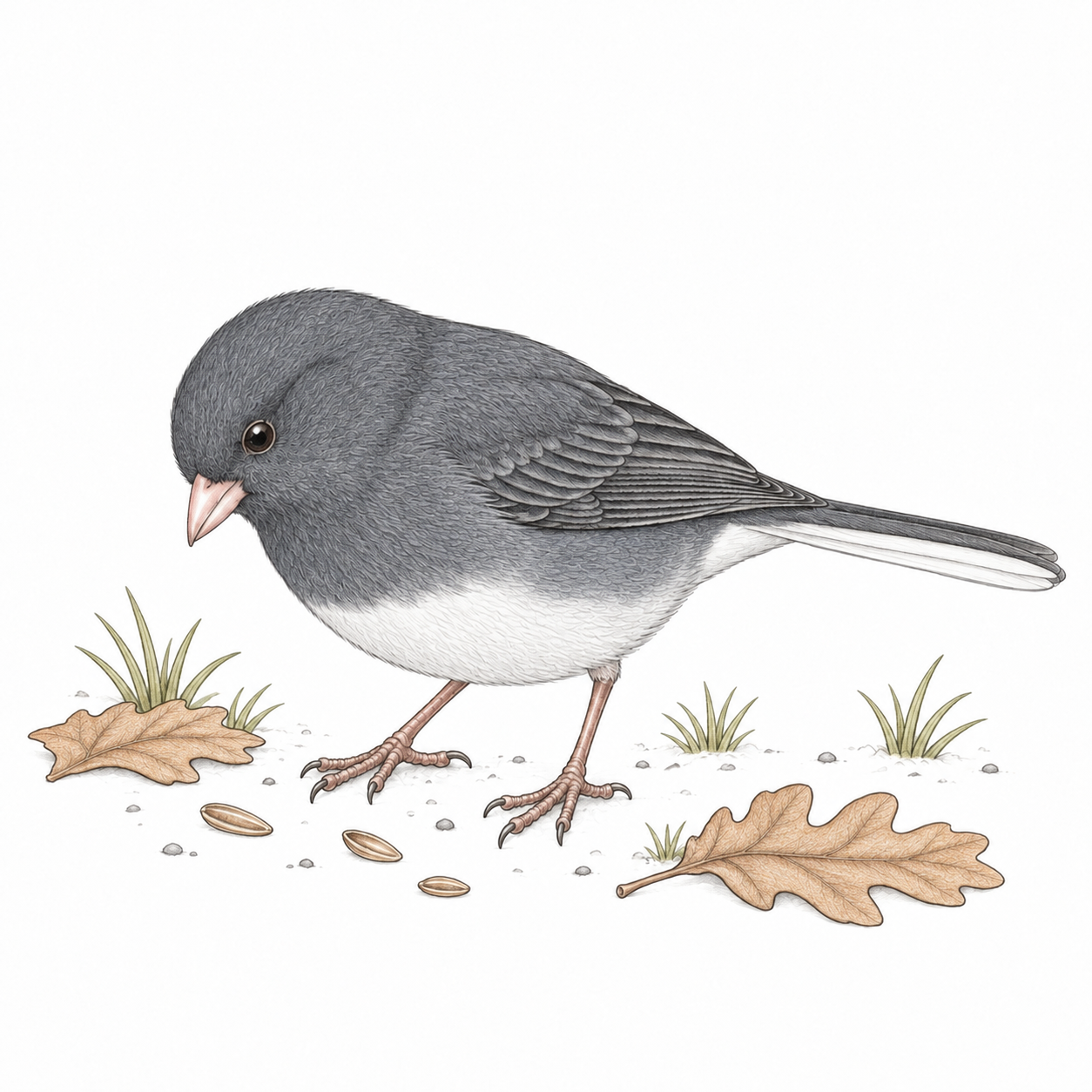 Colored illustration of Dark-eyed Junco from the book