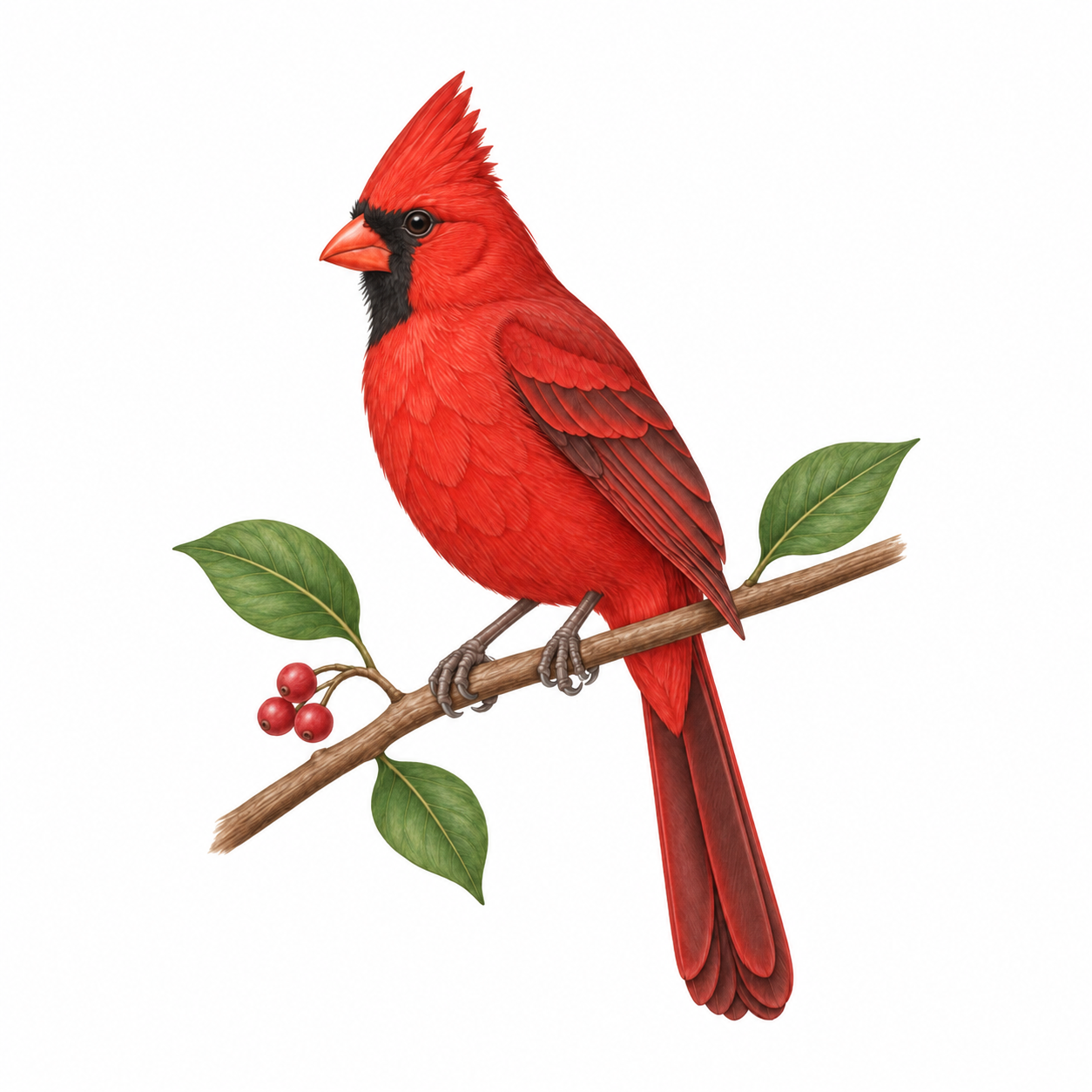Colored illustration of Northern Cardinal from the book