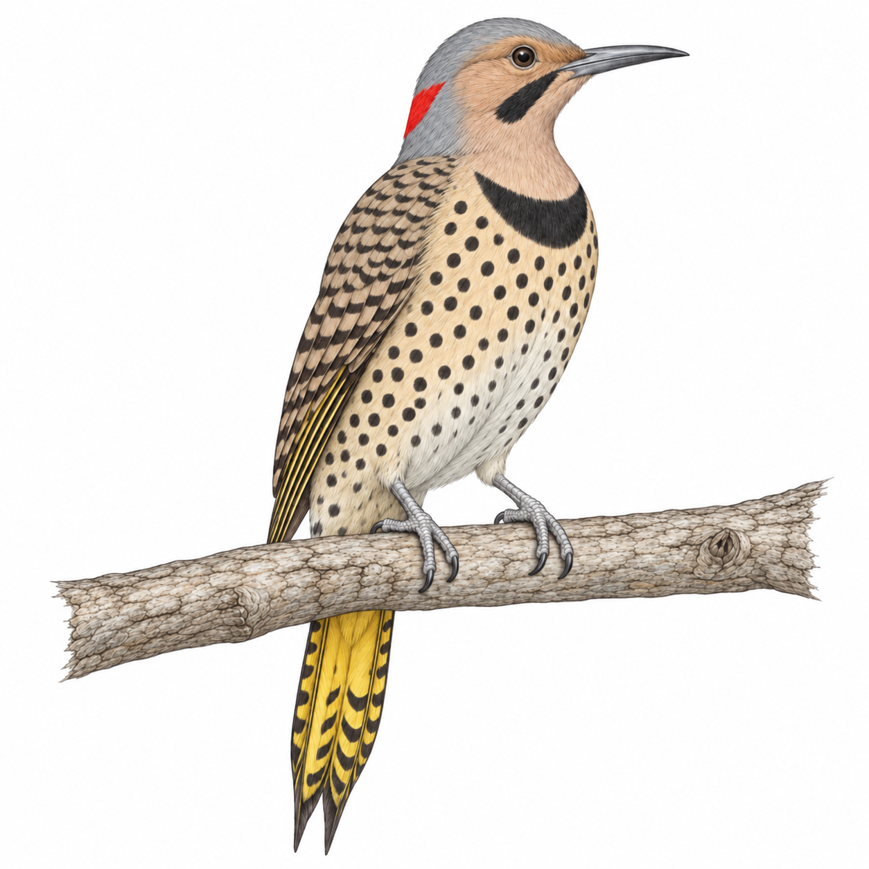 Colored illustration of Northern Flicker from the book