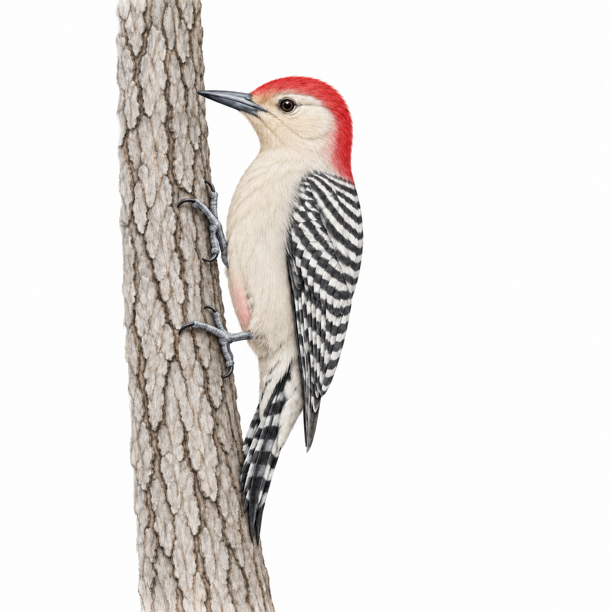 Colored illustration of Red-bellied Woodpecker from the book