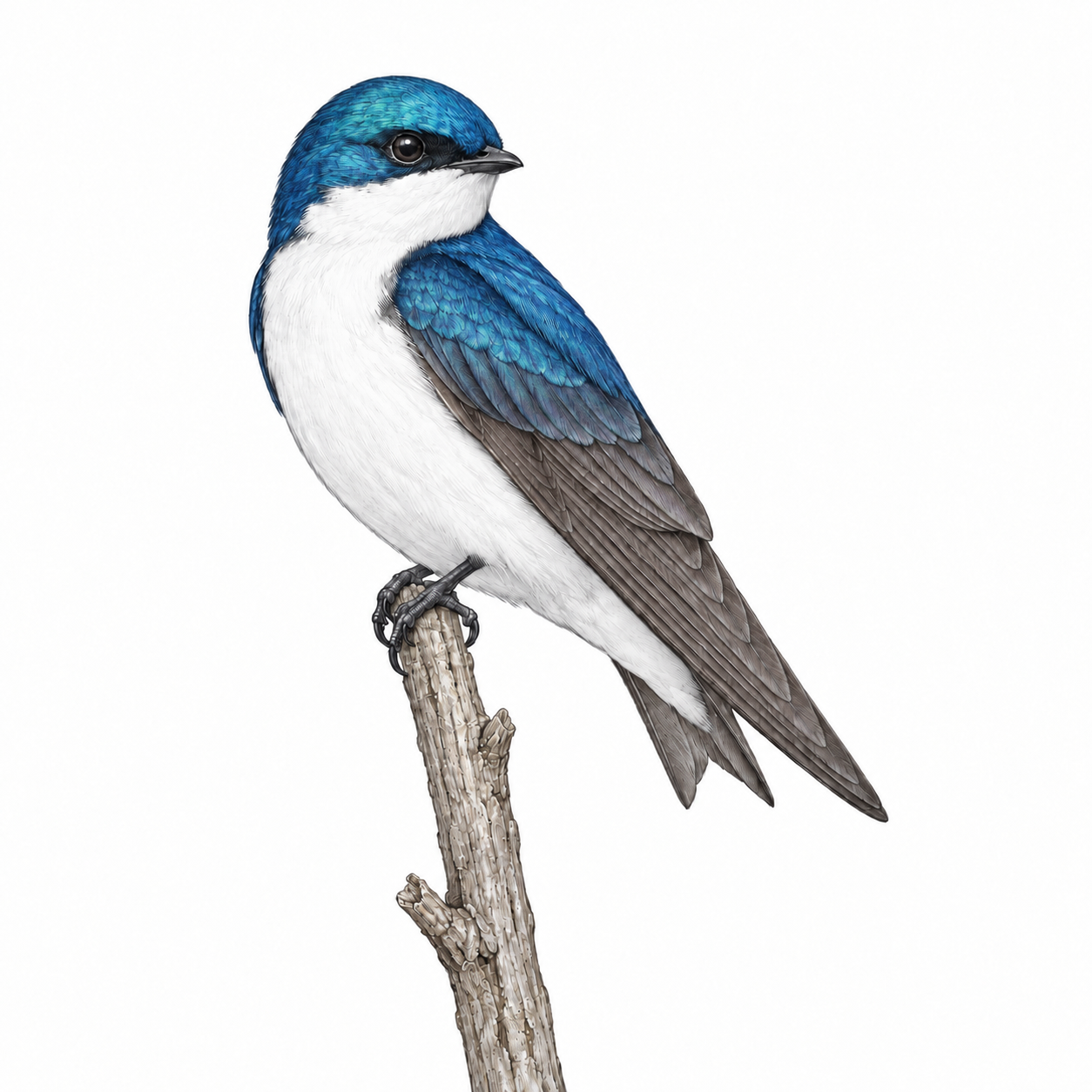 Colored illustration of Tree Swallow from the book