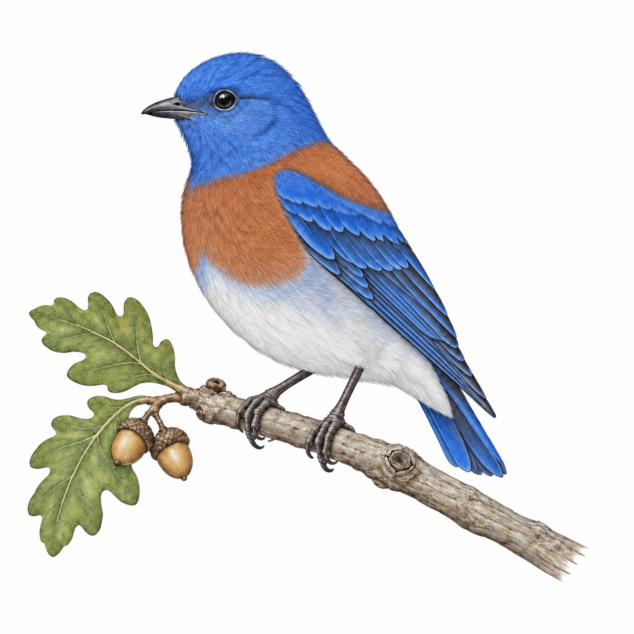 Colored illustration of Western Bluebird from the book